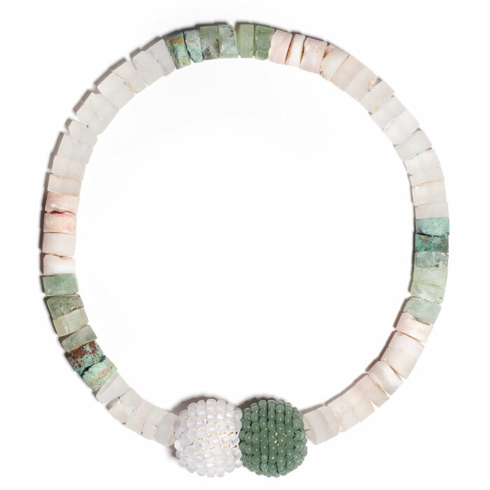contemporary necklace germany pink quarz opal serpentin chrysokoll monica nesseler