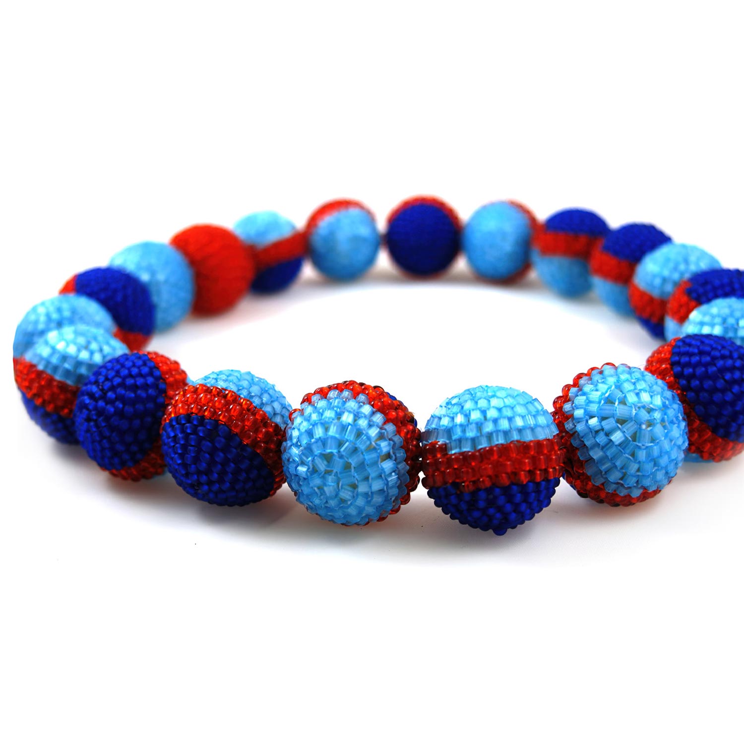 Glass necklace – cobalt blue and pale orange stars – Chevron beads african  trade beads – The Bright Beetle