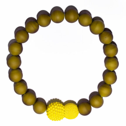 Contemporary necklace olive green yellow murano glass kettenmacherin monica nesseler