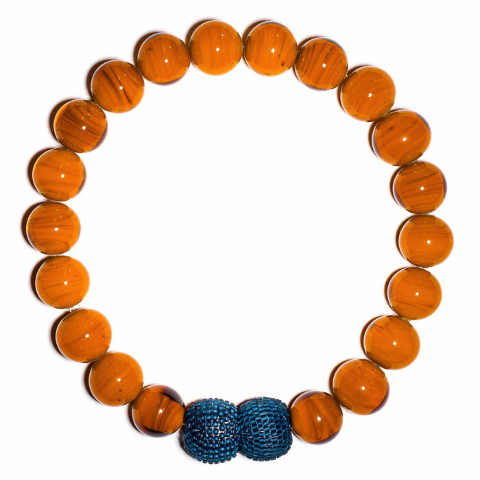 modern murano necklace roma brown bead blue clasp kettenmacherin germany