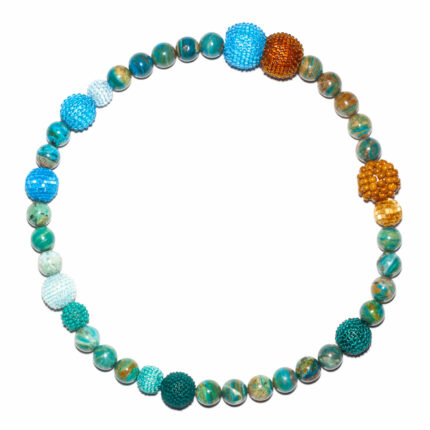 map opal necklace jewellery colourful Kettenmacherin Monica Nesseler