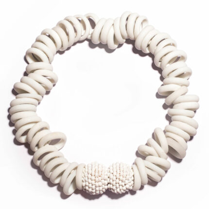 Ring necklaces Murano glass white opaque matt glass rings jewellery monica nesseler